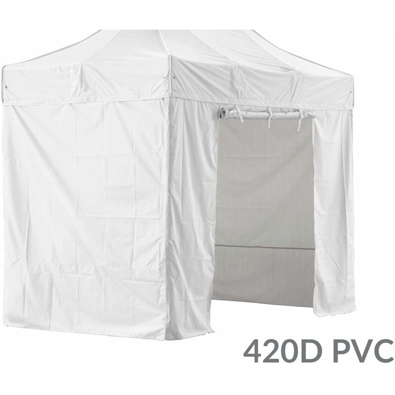 Pack 4 CÔTÉS ( SANS STRUCTURE ) - BLANC - 3 MURS PLEINS AVEC UNE PORTE 420D POLYESTER ENDUCTION PVC 2X3M GAMME 40MM - Greaden