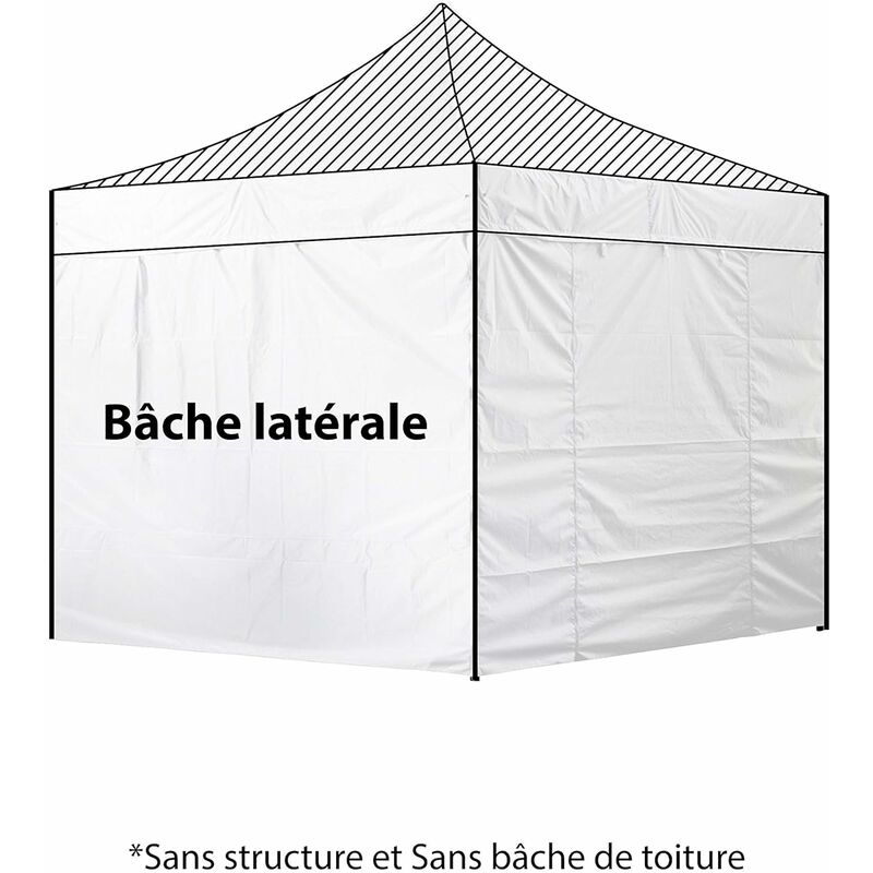 Pack 4 CÔTÉS ( SANS STRUCTURE ) - BLANC - 3 MURS PLEINS AVEC UNE PORTE 420D POLYESTER ENDUCTION PVC 3X3M GAMME 40MM - Greaden