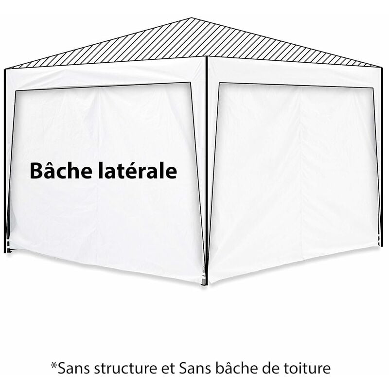 GREADEN Pack 4 CÔTÉS ( SANS STRUCTURE ) - BLANC - 3 MURS PLEINS AVEC UNE PORTE 420D POLYESTER PELLICULÉ ARGENTÉ 3X3M GAMME 30MM