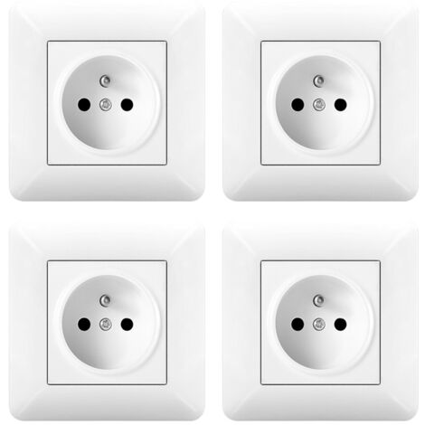 Pack 4 Enchufe Empotrable 16A 240V Blanco – Toma de Corriente Pared