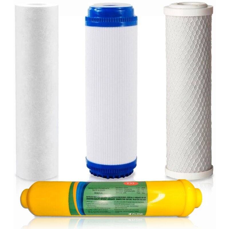 Rosmmel - Pack 4 Filtres à Eau pour Osmoseur Universelle 5 étages Postfiltre Reminéralisant