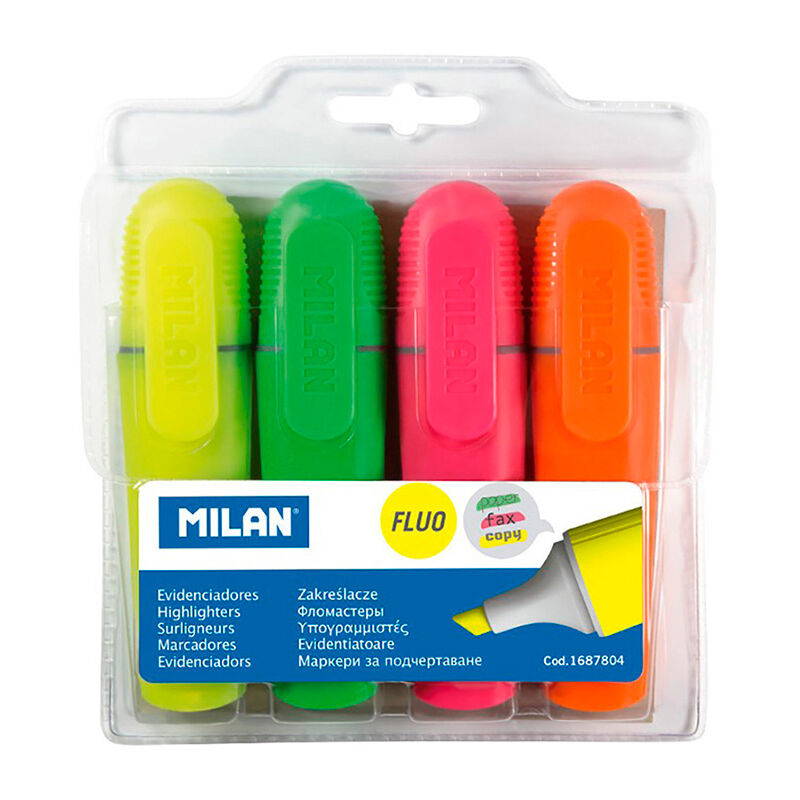 

MILAN Pack 4 fluorescenes punta biselada milan