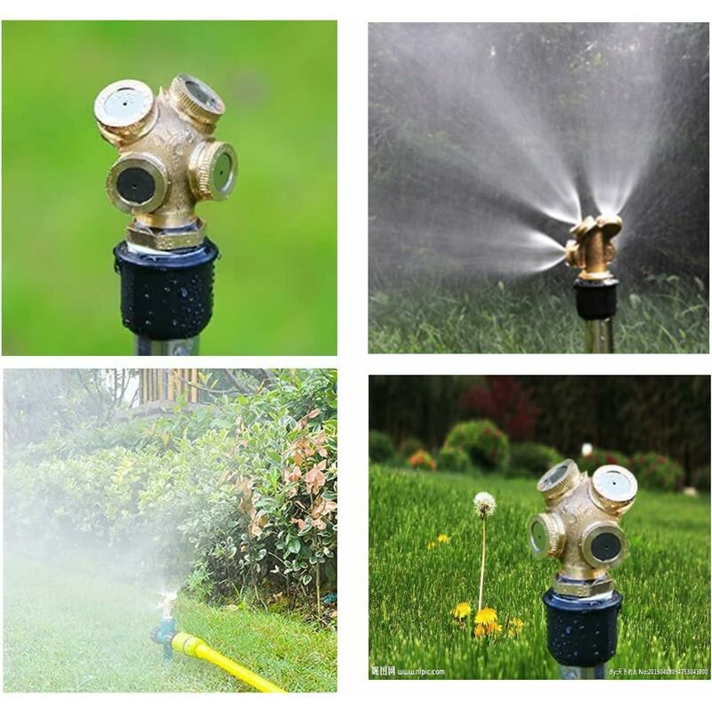 Pack 4 Hole Brass Spray Nozzle, Fogger Nozzle Garden Sprinklers Water Hose Connector Connector for Gardening and Agriculture