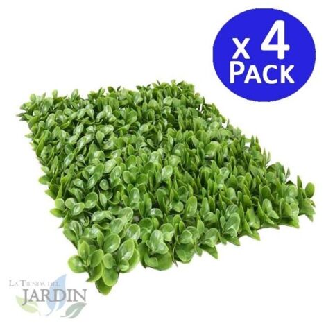 Pack 4 Jardin Vertical Boj 50x50 cm  Planta Artificial  Decoración Pared Interior Exterior  Jardines Verticales