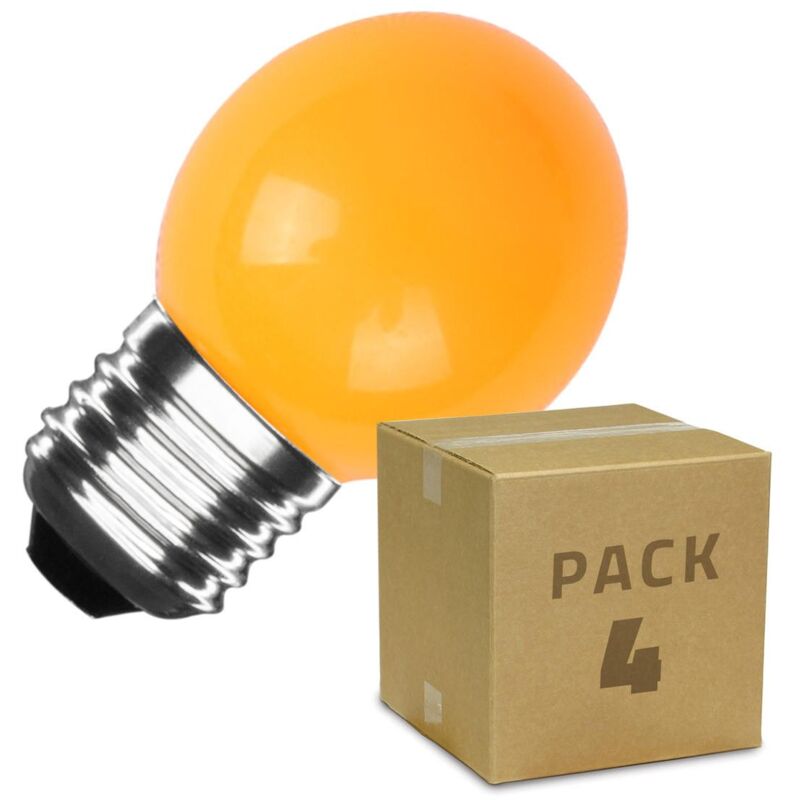 Image of Pack 4 Lampadine led E27 G45 3W 300lm Arancione Monocolore 3000K Arancione