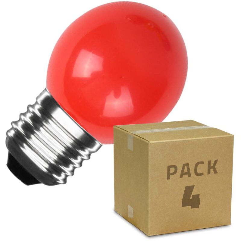 Image of Pack 4 Lampadine led E27 G45 3W 300lm Rosse Monocolore 3000K Rosso