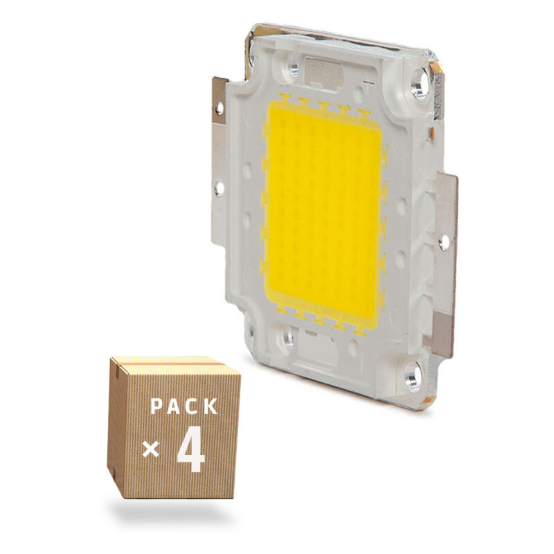Pack 4 Hochleistungs-LEDs 50W 5000Lm 6000ºK COB30 50.000H [CH-LED-50W-30MIL-CW-PK4-AP] | Kühles Weiß (CH-LED-50W-30MIL-CW-PK4-AP)