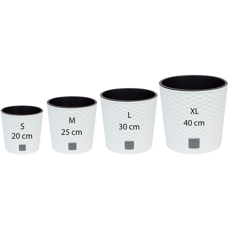 

Pack 4 macetas redondas Prosperplast (4,7/8,7/15,3/37,65 litros) Rato Round de plastico en color blanco con deposito