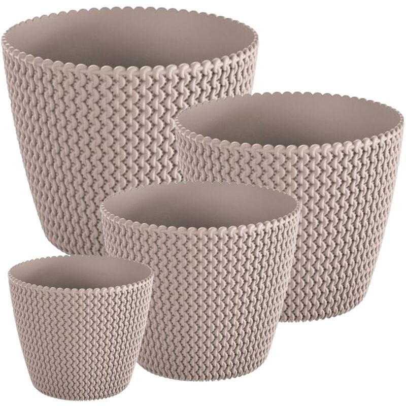 

Wellhome - Pack 4 macetas redondas Prosperplast (5/8/11,5/18,6 litros) Splofy de plastico en color mocca