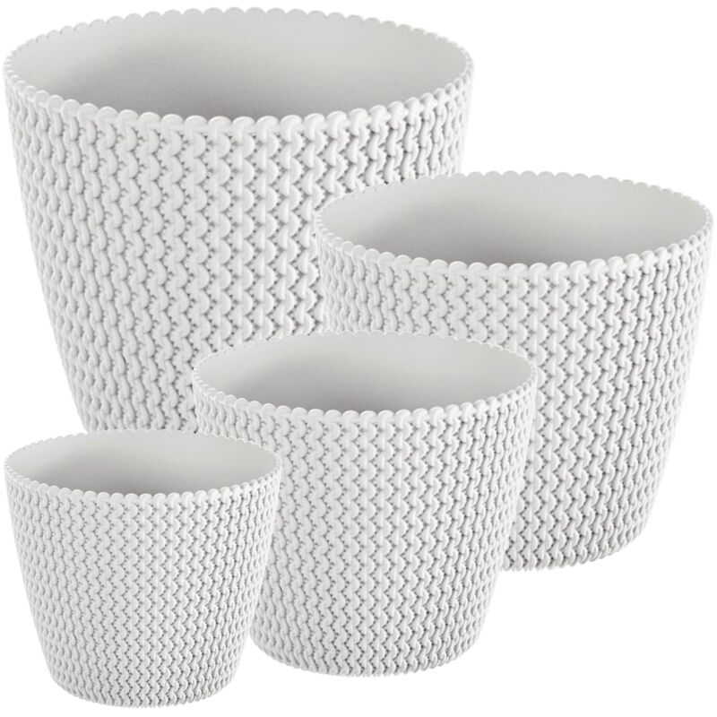 

Pack 4 macetas redondas Prosperplast (5/8/11,5/18,6 litros) Splofy de plastico en color blanco