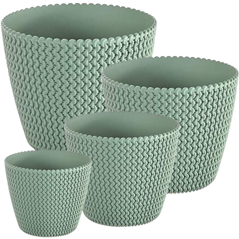 

Wellhome - Pack 4 macetas redondas Prosperplast (5/8/11,5/18,6 litros) Splofy de plastico en color menta