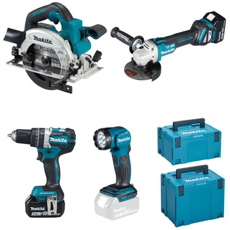 Makita - Pack 4 machines 18 v - DLX4154TJ - en coffret avec batteries et chargeur