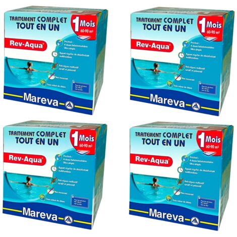 Pack 4 mois traitement Mareva REV-AQUA 4 en 1 piscine 60 à 90m³