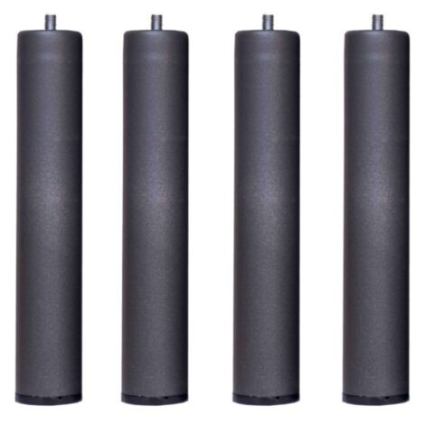 Juego De 4 Patas Con Ruedas Para Somier (30x30x260mm) - Negro