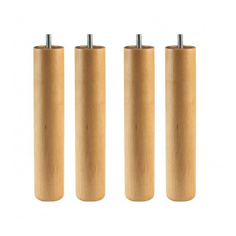 

Pack 4 Patas haya natural para SOMIER o Base TAPIZADA con Rosca. Altura 25cm.