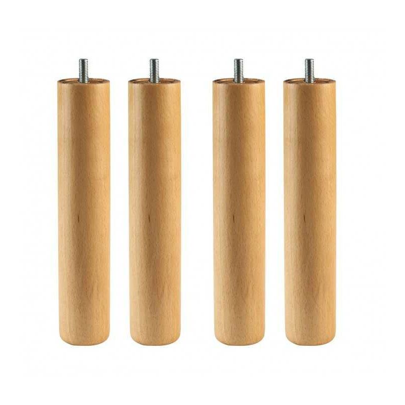 

Pack 4 Patas haya natural para SOMIER o Base TAPIZADA con Rosca. Altura 25cm.