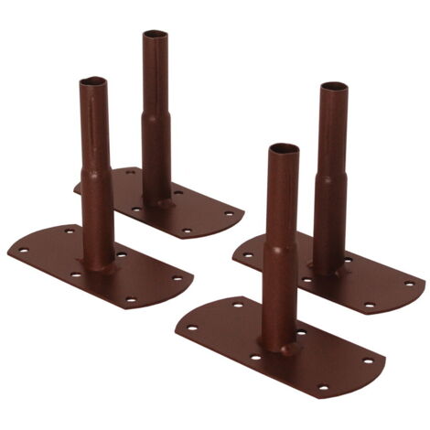 Pack 4 Pieds Tube Rond 20 à Visser Fer Vieilli 13x6x12 cm – Fixation Arche Jardin Made in France