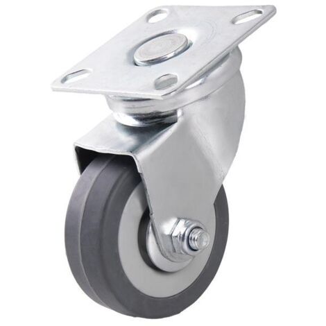 Pack 4 Ruedas de Goma Gris con Placa Ø50x18mm