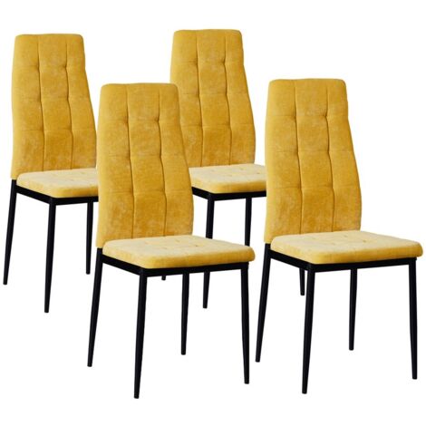 Pack 4 sedie soggiorno in tessuto giallo - Milano