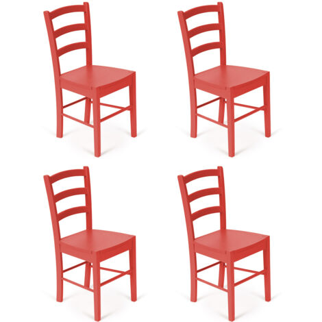 BOX FURNITURE Pack 4 Sillas 39x42x85cm en madera lacada en rojo