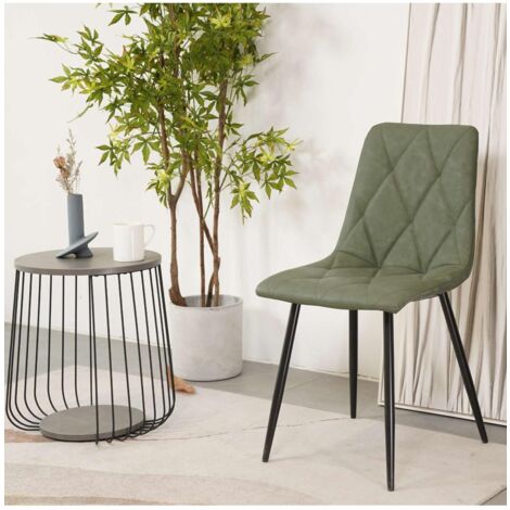 Pack 4 sillas Avat tapizado en polipiel verde 88cm(alto) 45cm(ancho) 54cm(largo)