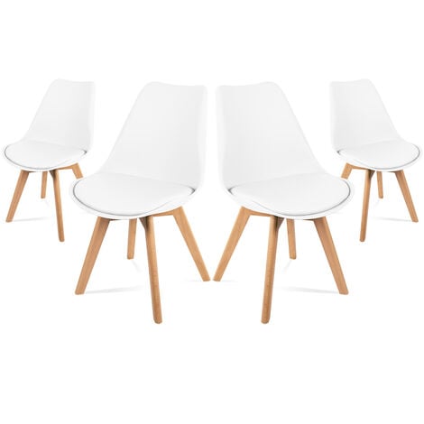 Lot de 4 Chaises retro blanches rembourr