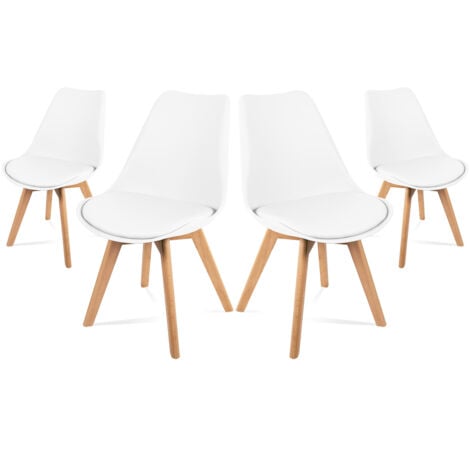 Pack 4 Sillas comedor Blancas diseño nordico tulip cojin acolchado ... Pack 4 Sillas comedor Blancas diseño nordico tulip cojin acolchado ...