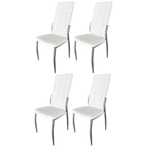 Pack 4 Sillas Comedor Laci Estilo Moderno Polipiel Cromadas Blanco 101x51x45 cm