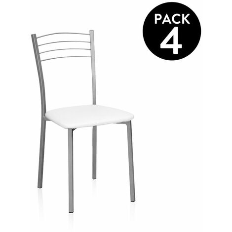 Pack 4 sillas de cocina Chef Gris - Blanco 40cm (ancho) x 85cm (alto)