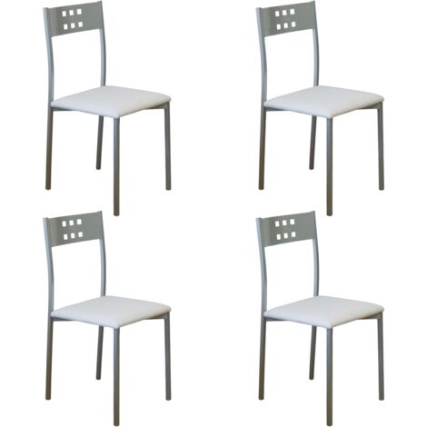 Pack 4 Sillas de Cocina Metal y Blanco Costa, Sillas Comedor Modernas 47x86x41cm