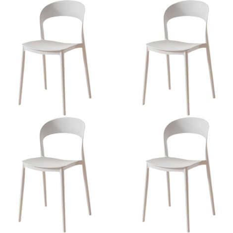 Pack 4 Sillas de Cocina Princeton Respaldo Redondeado Estilo Moderno en Color Blanco