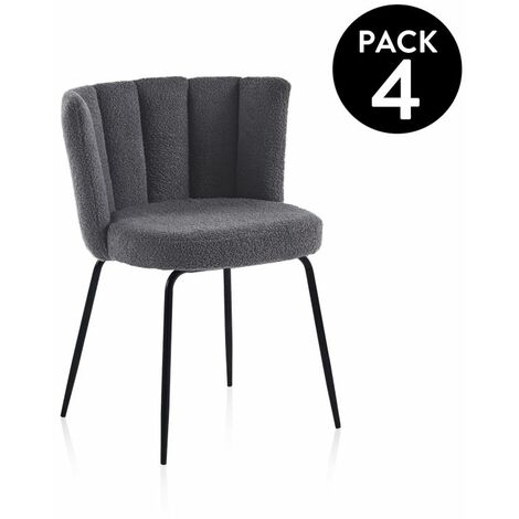 Pack 4 sillas de comedor Bodhi Crochet Gris 57cm (ancho) x 79cm (alto)