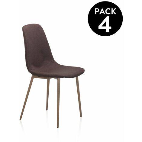 Pack 4 sillas de comedor Cai Piel marrón 42cm (ancho) x 87cm (alto)
