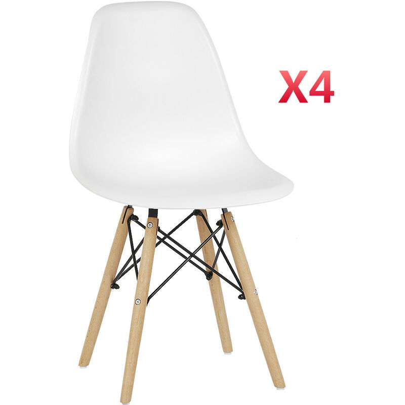 

Pack 4 Sillas de Comedor | Diseño Ergonómico| estructura de metal-Heces de PP Blanco