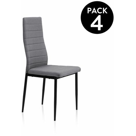 Pack 4 sillas de comedor Niza tejido Gris 44cm (ancho) x 98cm (alto)