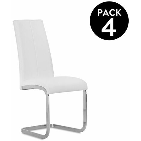 Pack 4 sillas de comedor Smile símil piel Blanco 44,9cm (ancho) x 100cm (alto)