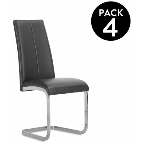 Pack 4 sillas de comedor Smile símil piel Negro 44,9cm (ancho) x 100cm (alto)