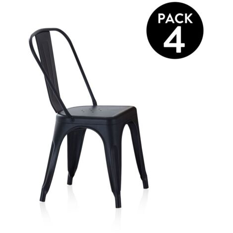 Pack 4 sillas de comedor Tolix Negro 45cm (ancho) x 85cm (alto)