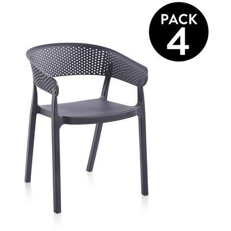 Pack 4 sillas de exterior Diza Antracita 50,5cm (ancho) x 73,5cm (alto)