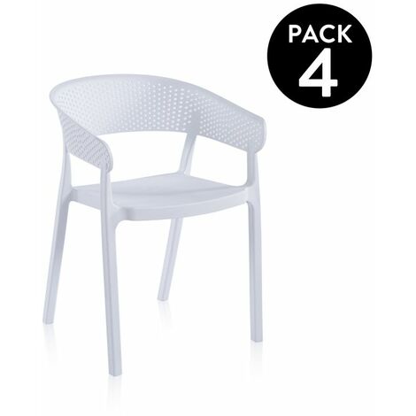 Pack 4 sillas de exterior Diza Blanco 50,5cm (ancho) x 73,5cm (alto)