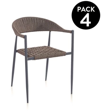 Pack 4 sillas de exterior Eina Grafito 57cm (ancho) x 76cm (alto)