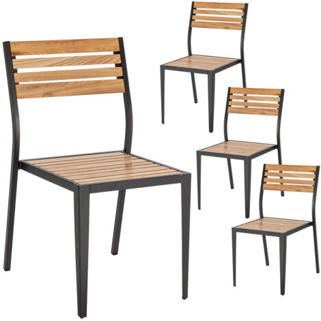 Pack 4 sillas de Jardín apilables Coral de Madera y Metal Negro