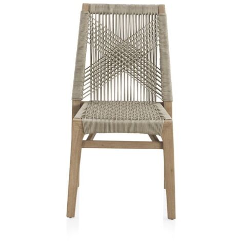 Pack 4 Sillas De Madera De Acacia Y Trenzado En Cuerda Capuchino Coleccion Croci