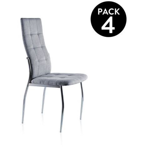 Pack 4 sillas Diana tapizado textil gris, 100 cm(alto)44 cm(ancho)57 cm(largo)