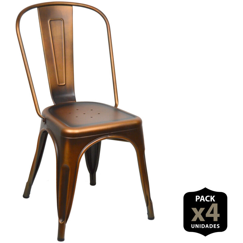 

Pack 4 sillas estilo industrial Tulio. Rusted Gold. 46X52x85 cm.