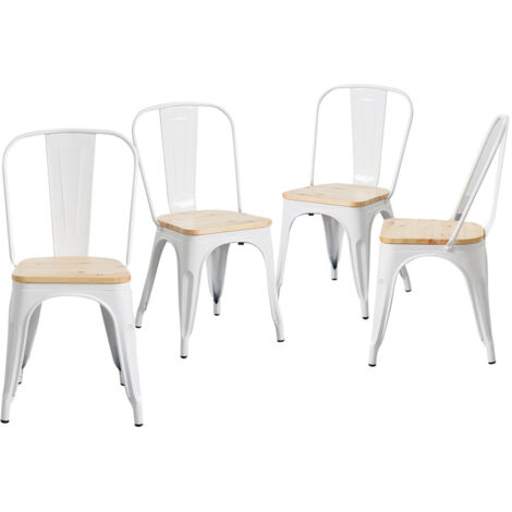 Pack 4 Sillas Industriales Strong con Asiento de Madera 45x54x85cm Thinia Home