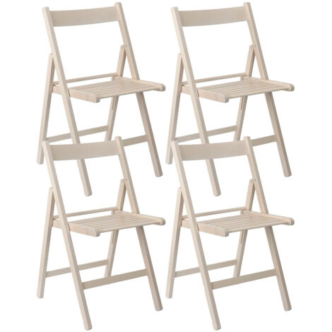 Pack 4 Sillas Plegables de Madera de Bambú Biano 46x44x78cm Thini