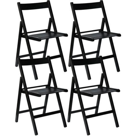 Pack 4 Sillas Plegables de Madera de Bambú Biano 46x44x78cm Thini