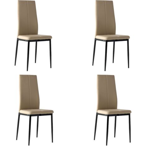 Pack 4 sillas Polipiel Brea Color Capuchino Comedor salón cómodas y Estilo Moderno 98x42x47