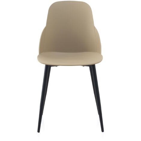 Pack 4 Sillas Pp Color Camel Con Patas Metalicas